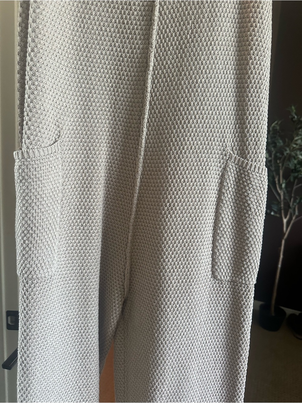 Vici Taupe Knit Tank Jumpsuit with Front Pockets - Picture 4 of 5